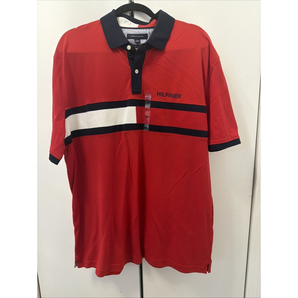 Tommy Hilfiger Polo Shirt Men XXL Red New Colorblock